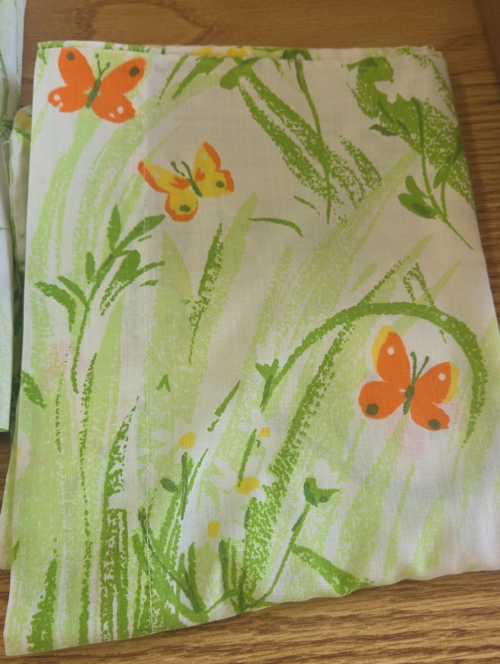 Vintage Sping Meadow Full Sheet Set Spring Butterflys 1970s